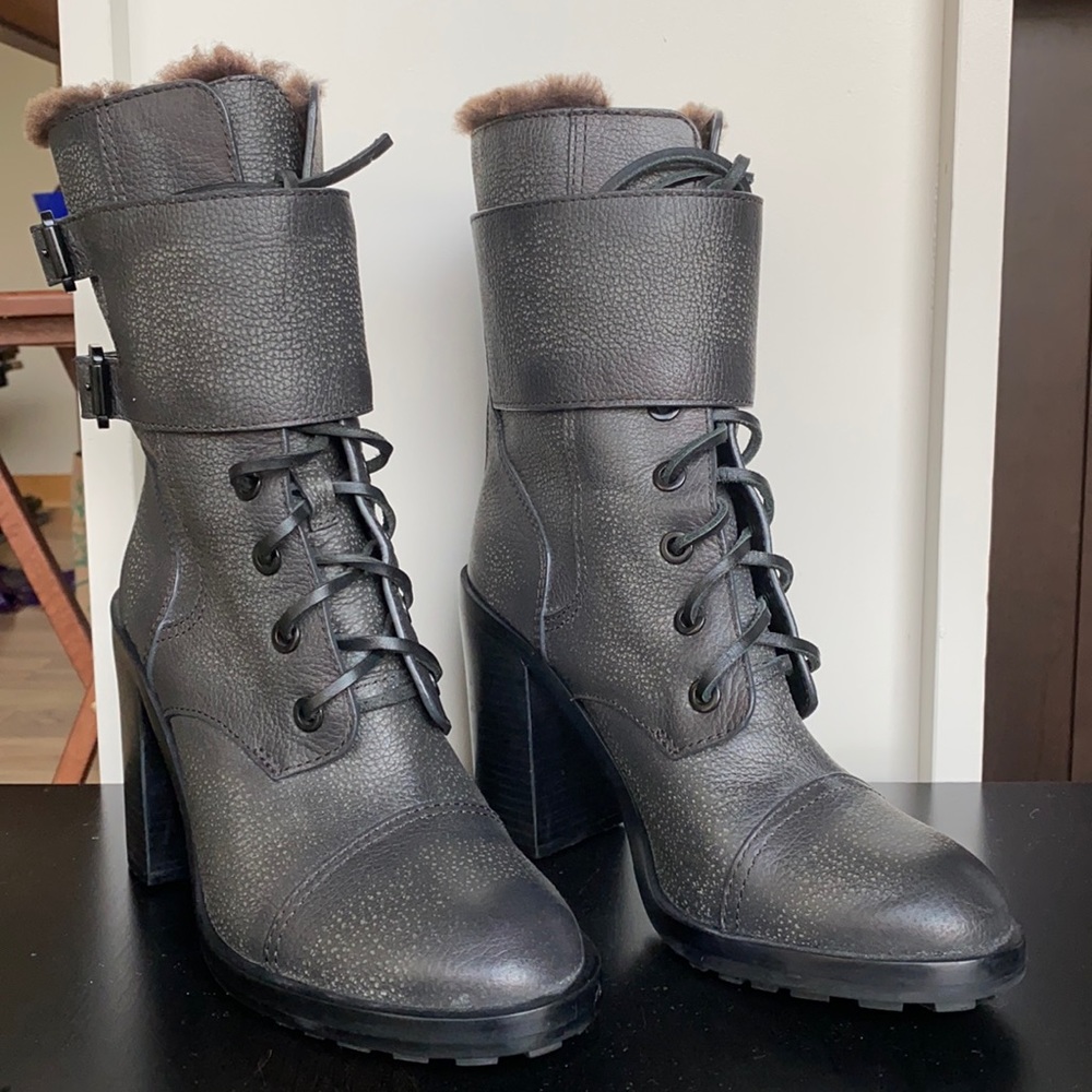 Tory Burch Broome Combat Boots With Fur Lining